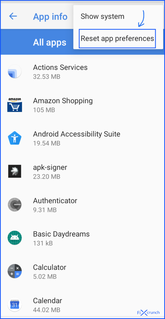 Reset App Preferences android