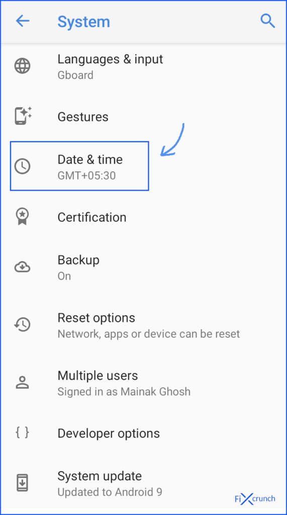 android time and date settings