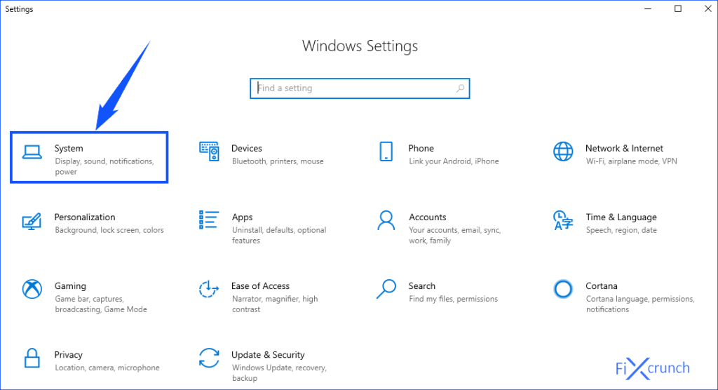 Windows Settings System