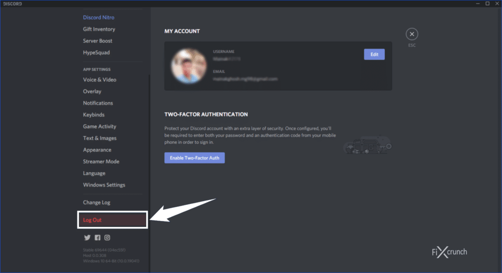 Discord Log Out