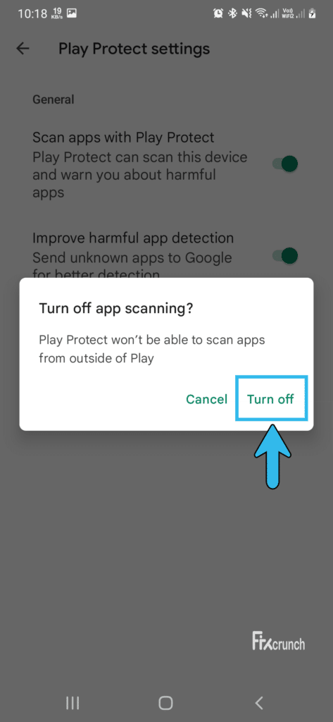 Scan Apps with Play Protect Disable
