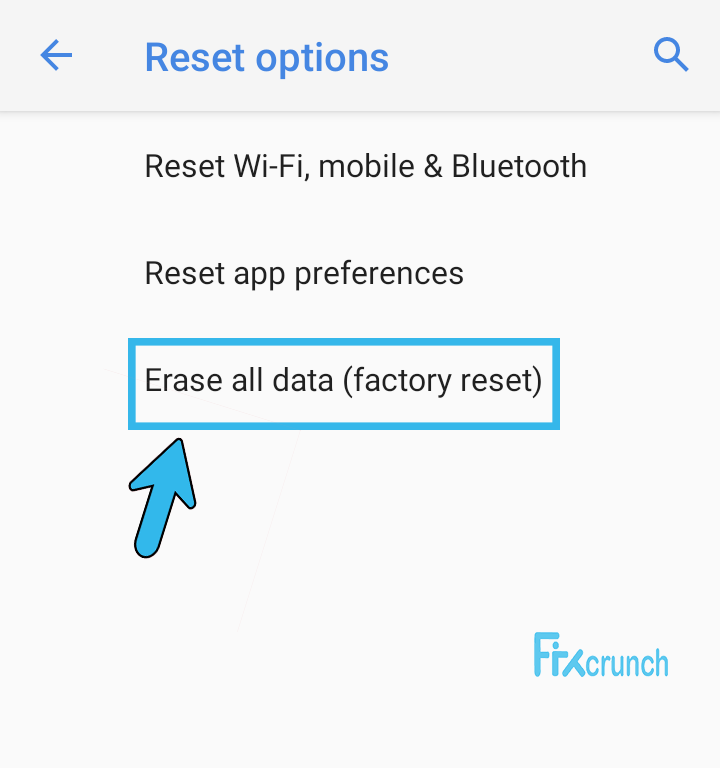 Android Erase all data (factory reset)