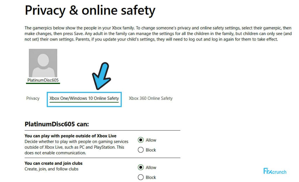 Xbox One Windows 10 Online Privacy