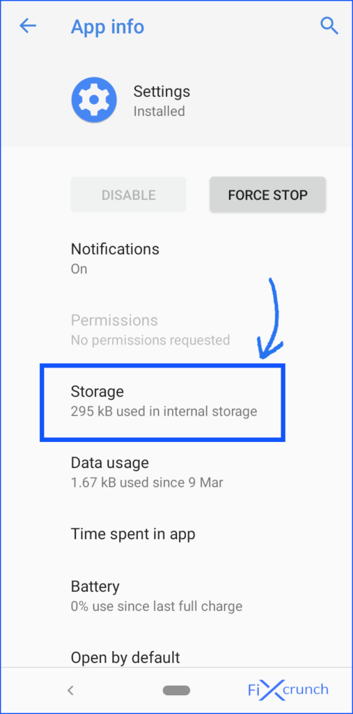 Settings App Storage section
