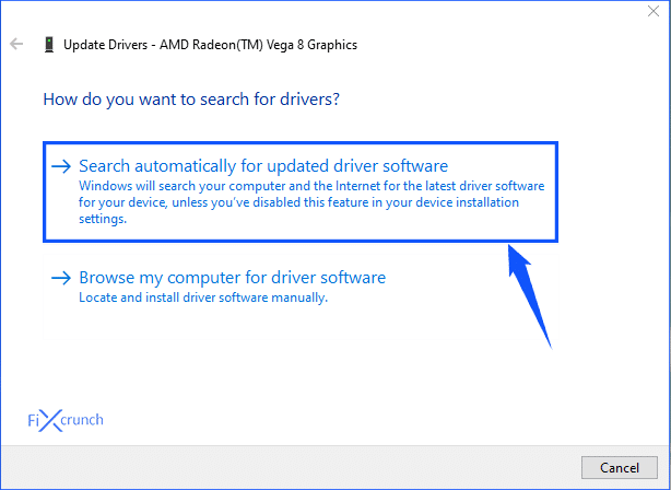Search Automatically for updated Driver Software