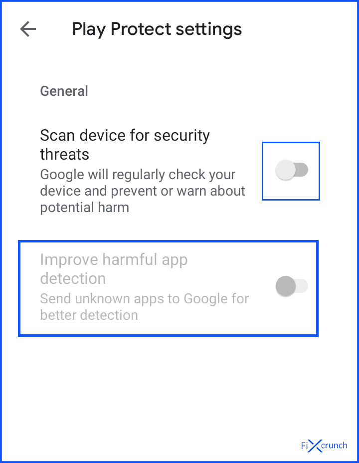 Disable Scan device for security threats