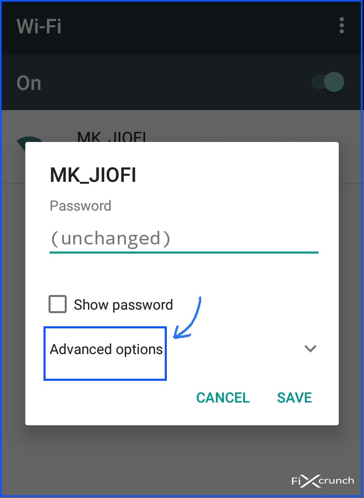 wifi network advanced options