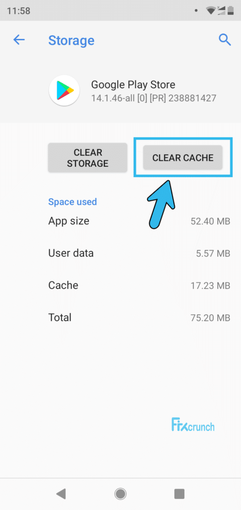 Google Play Store clear cache