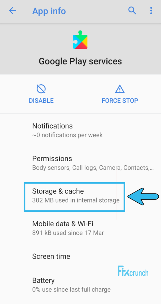 Google Play Services Storage Section