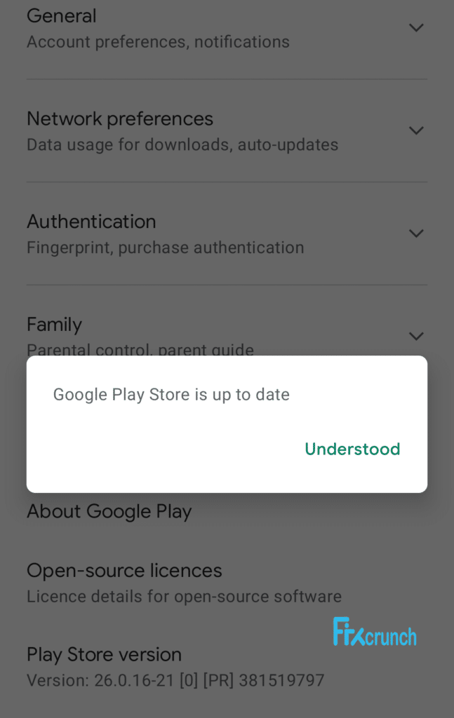 Google play store is up to date