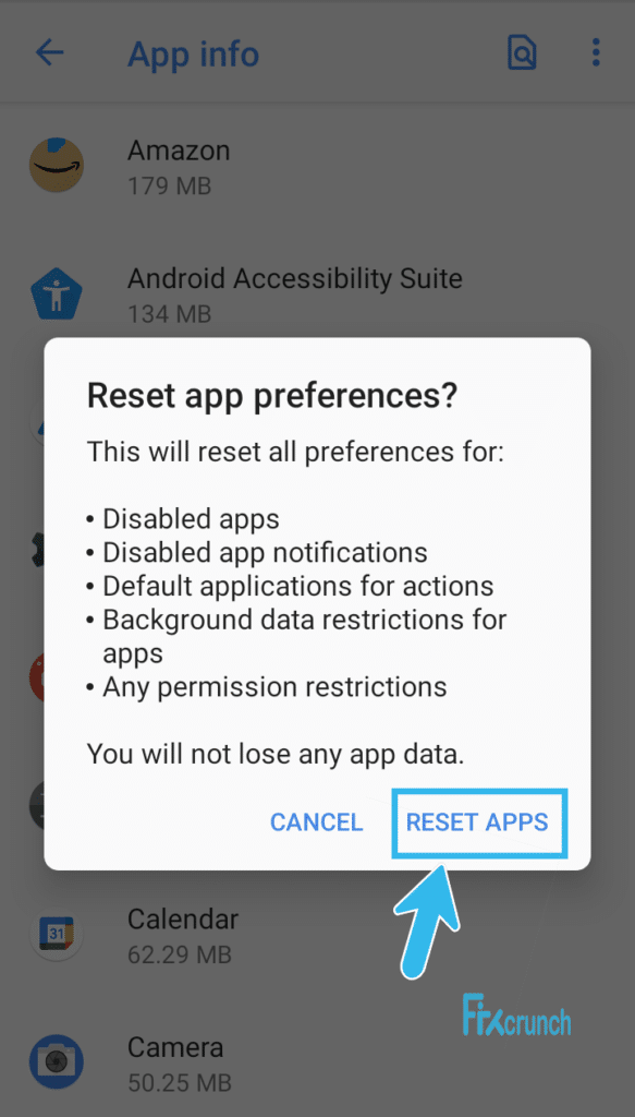 Reset App preferences reset Apps
