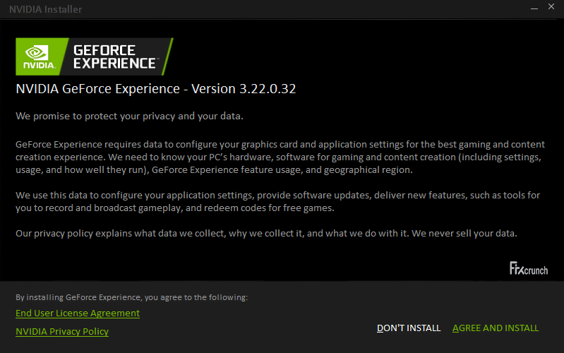 Nvidia GeForce experience software