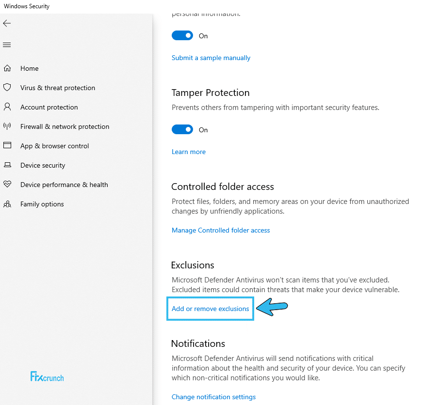 Add or Remove Exclusions in Windows Security