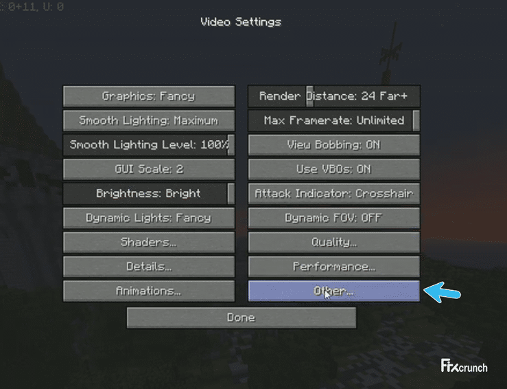 minecraft video settings other option