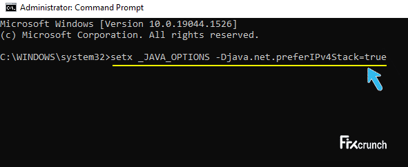 setx _JAVA_OPTIONS -Djava.net.preferIPv4Stac