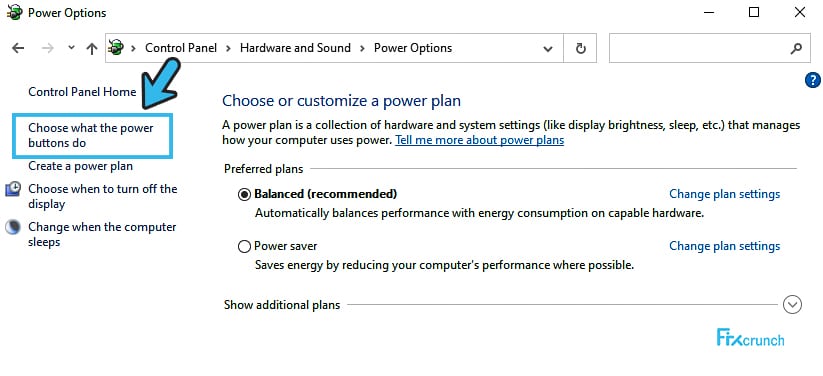 Choose what the power buttons do under power options