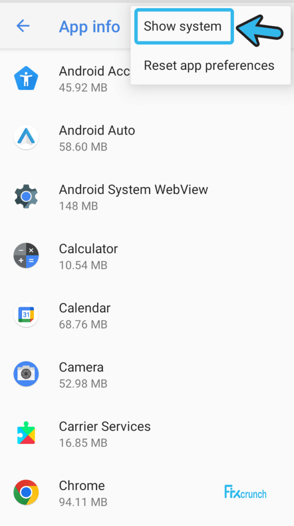 Apps Show system option