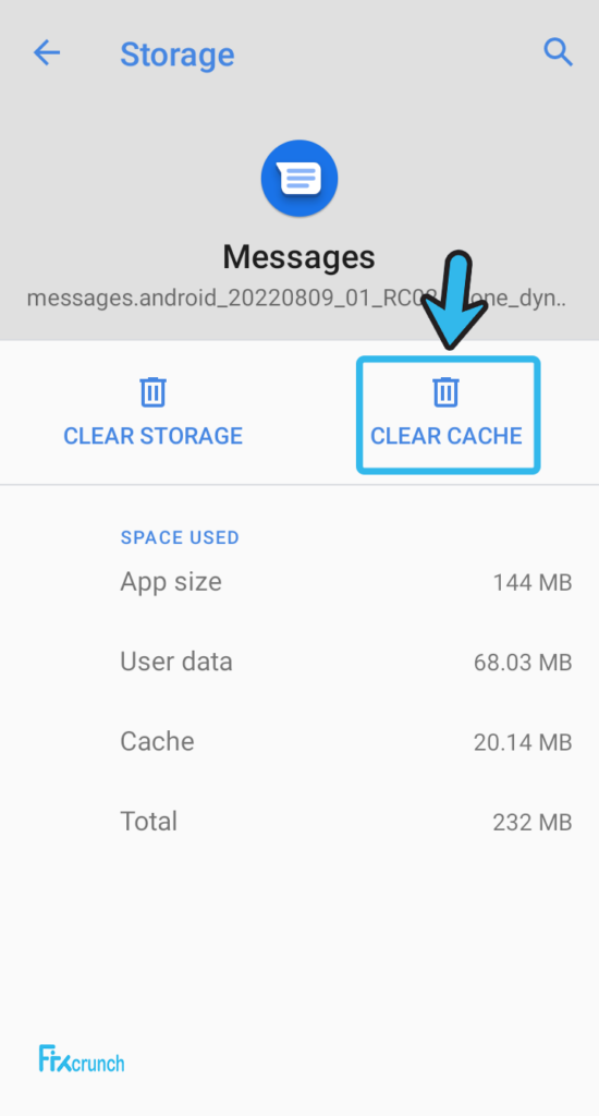 Clear Cache Messages app