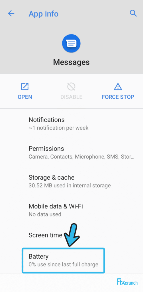 Messages App battery option