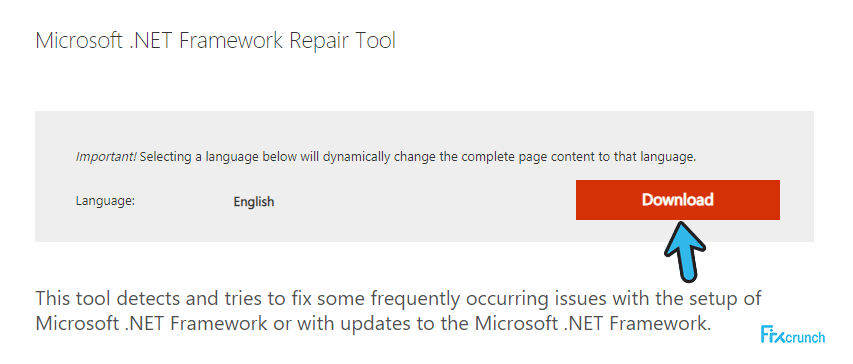 Microsoft .NET Framework Repair Tool Download