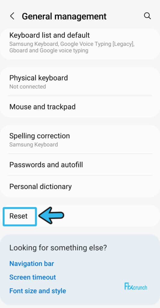 android Reset button