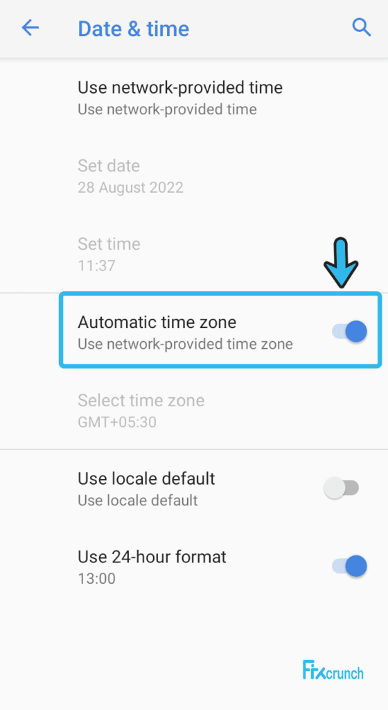 enable Automatic Date & Time