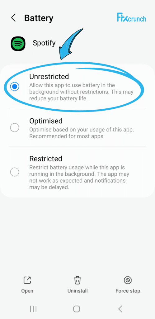 Unrestricted spotify battery