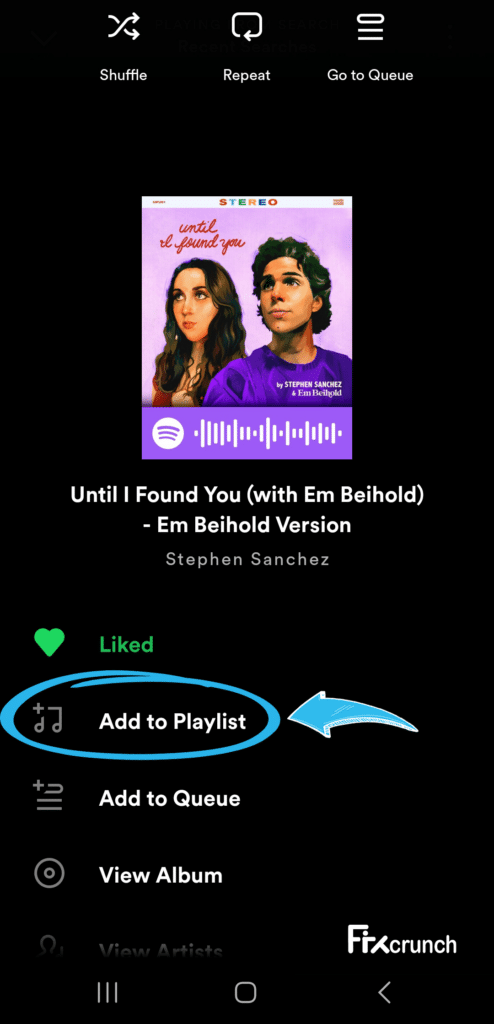 click on Add to Playlist in Spotify