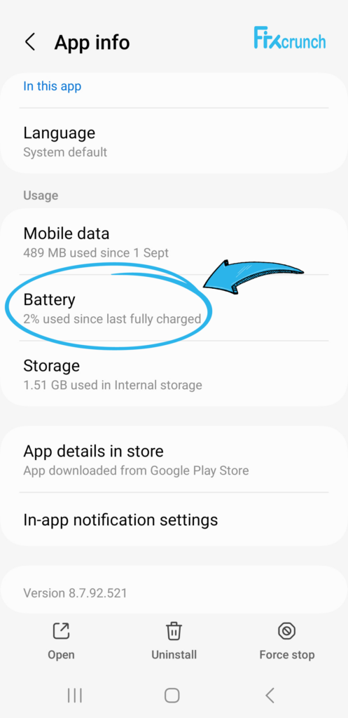 Spotify app Battery option