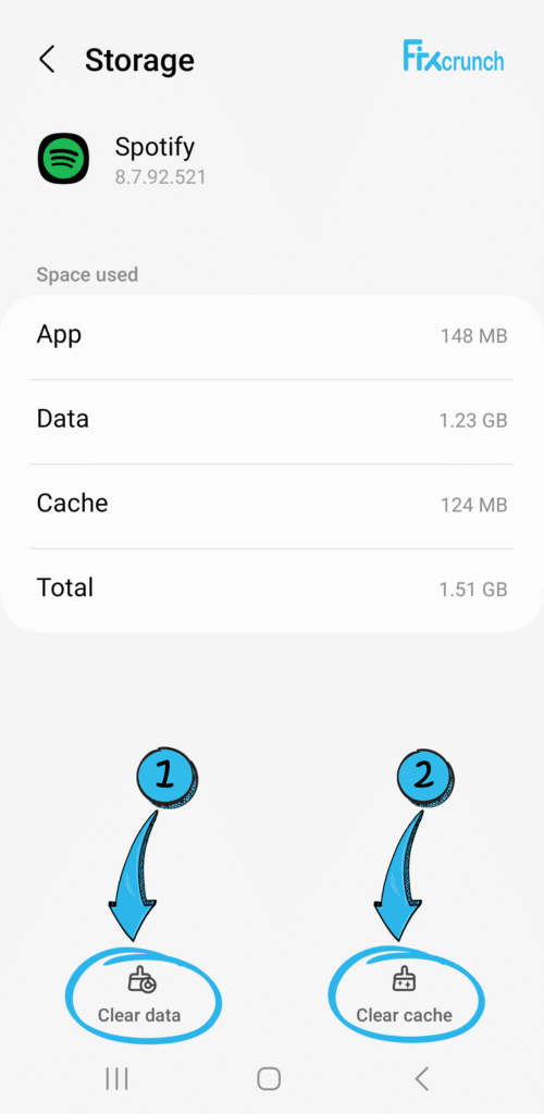 spotify app clear data and clear cache